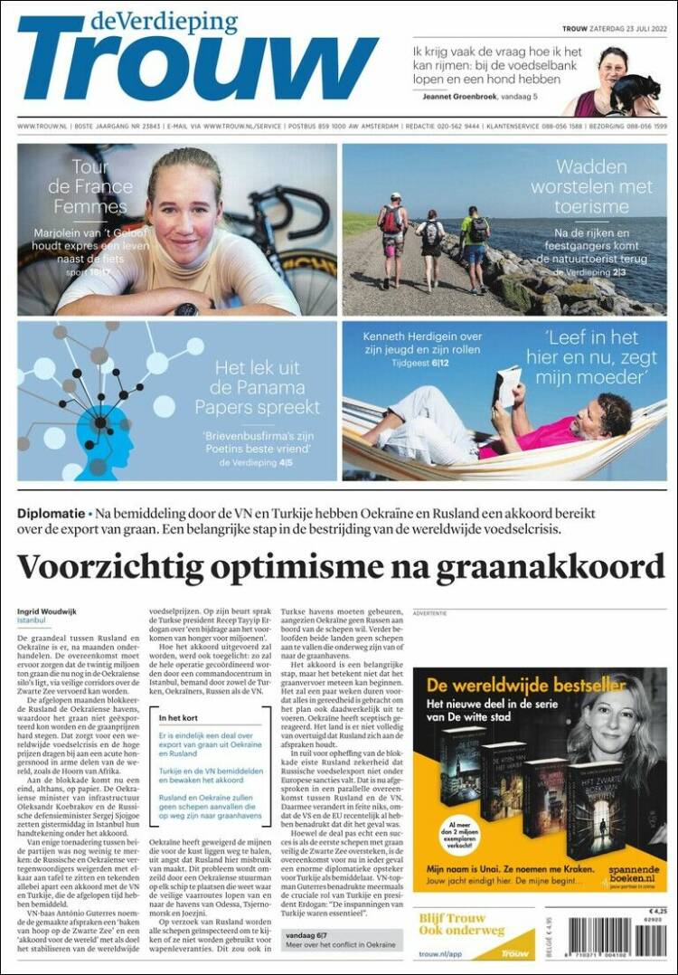 Portada de Trouw (Pa&iacute;ses Bajos)