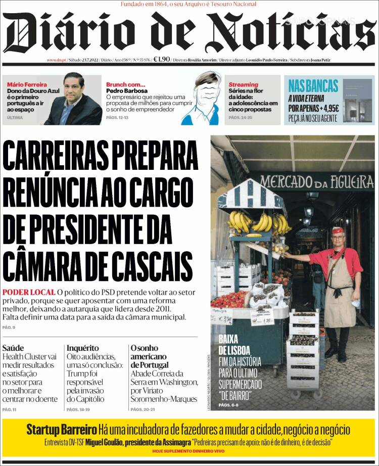 Portada de Diário de Noticias (Portugal)