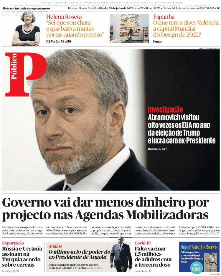 Portada de Público (Portugal)