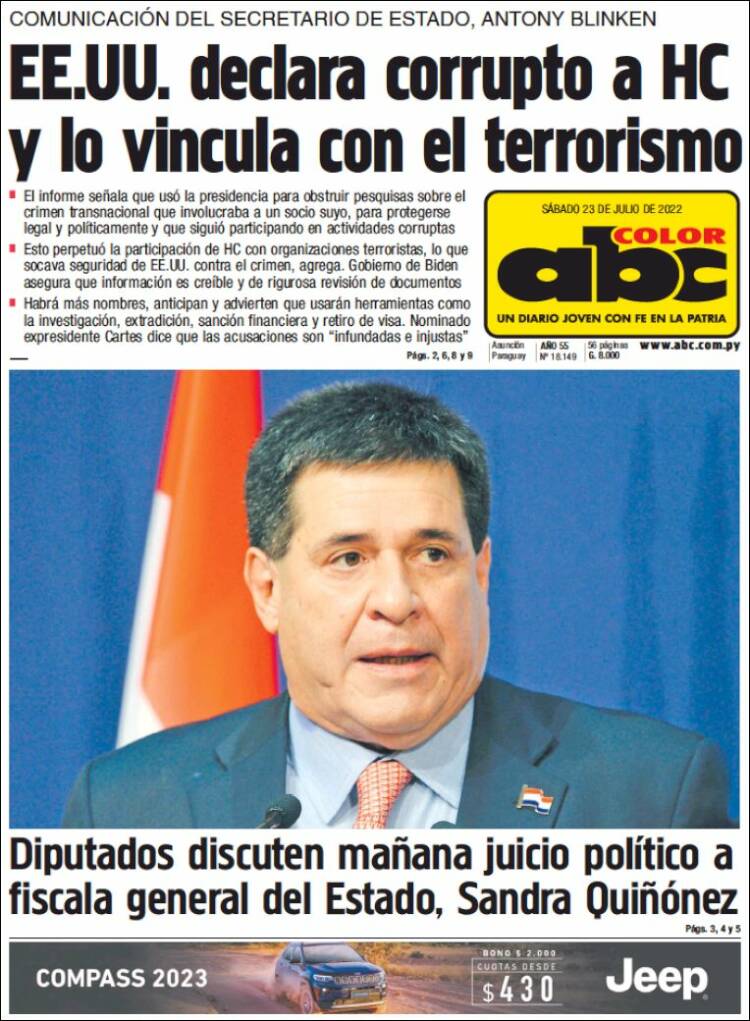 Portada de ABC Color (Paraguay)