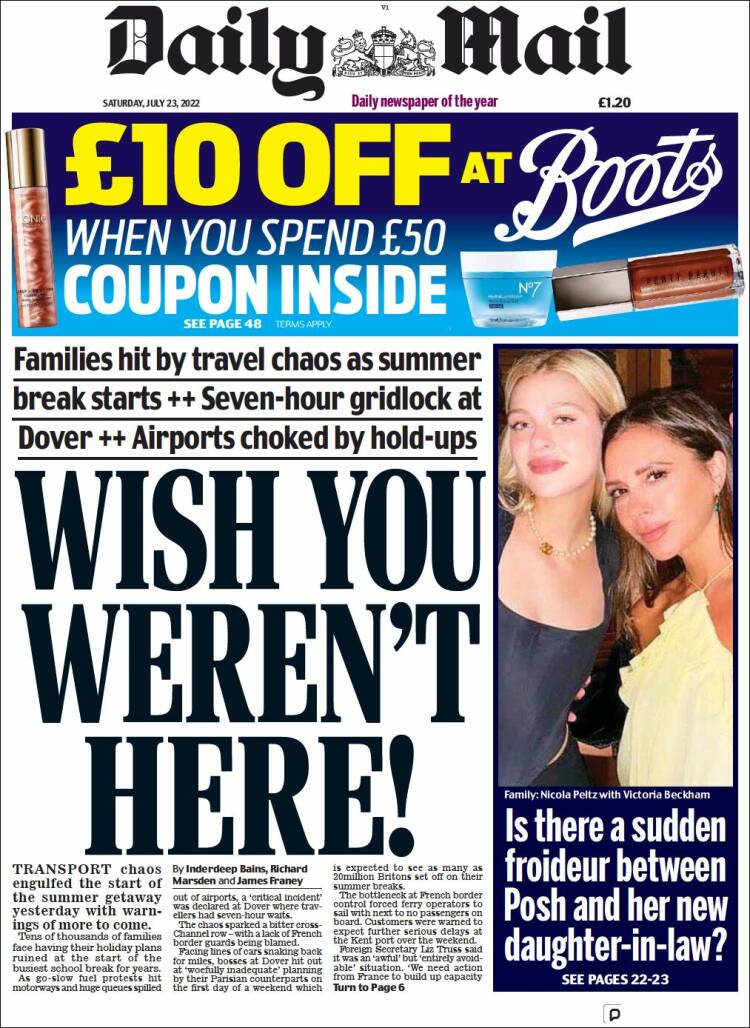 Portada de Daily Mail (Reino Unido)