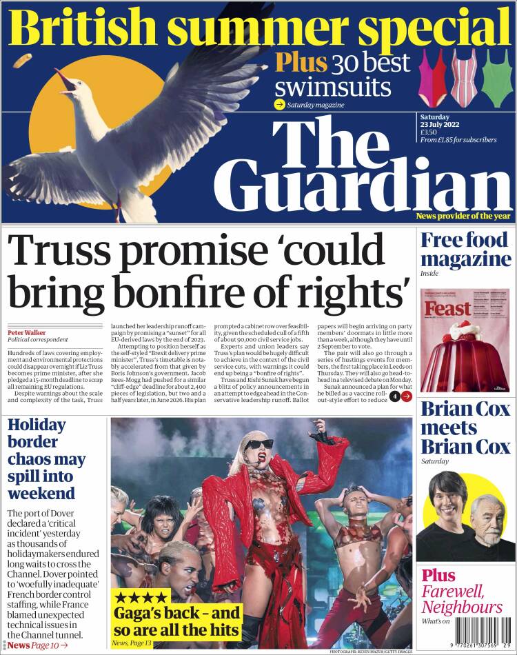 Portada de The Guardian (Reino Unido)
