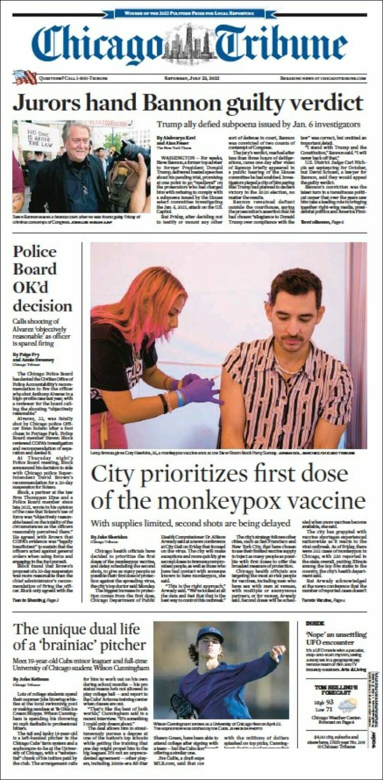 Portada de Chicago Tribune (USA)