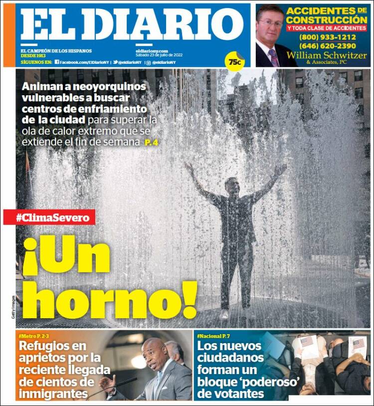 Portada de El Diario NY (USA)