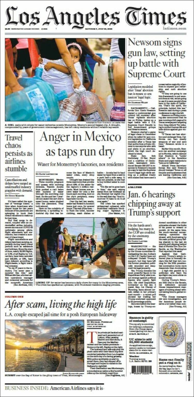 Portada de Los Angeles Times (USA)