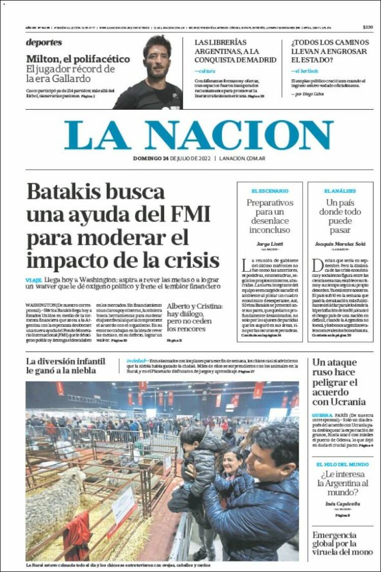 Portada de La Nación (Argentina)