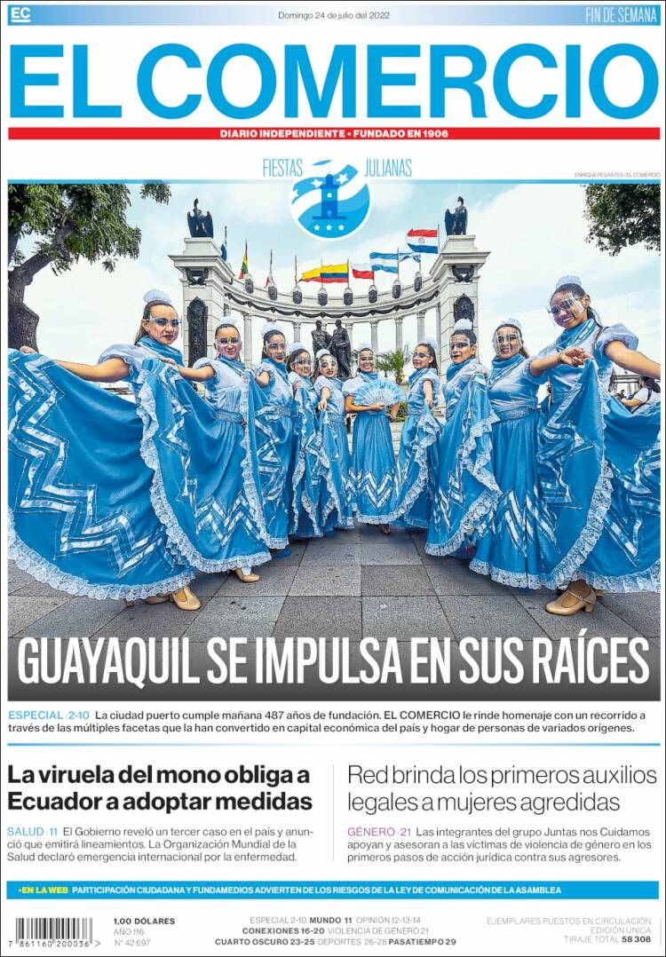 Portada de El Comercio (Ecuador)