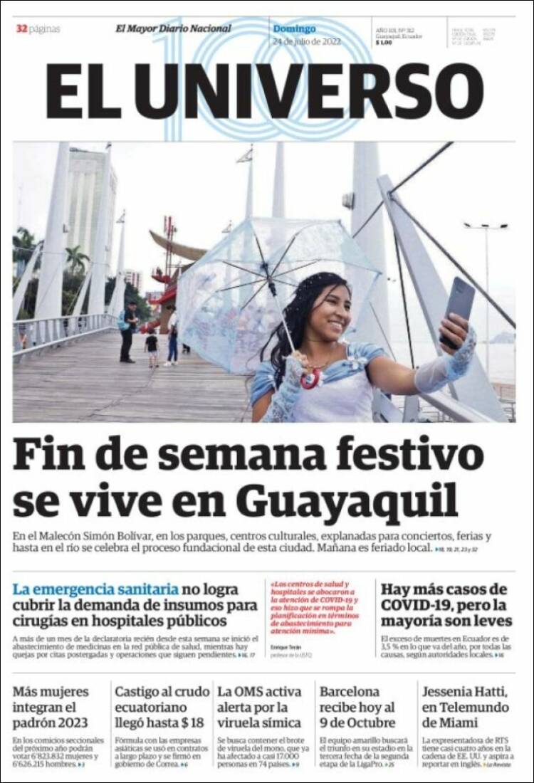 Portada de El Universo - Ecuador (Ecuador)