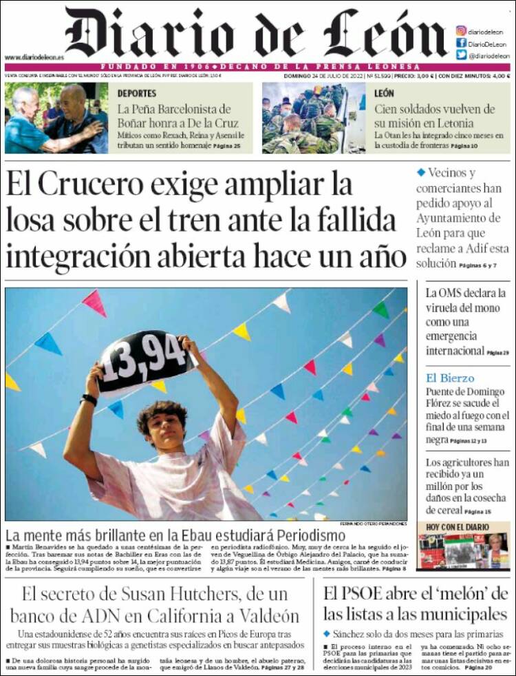 Portada de Diario de León (España)