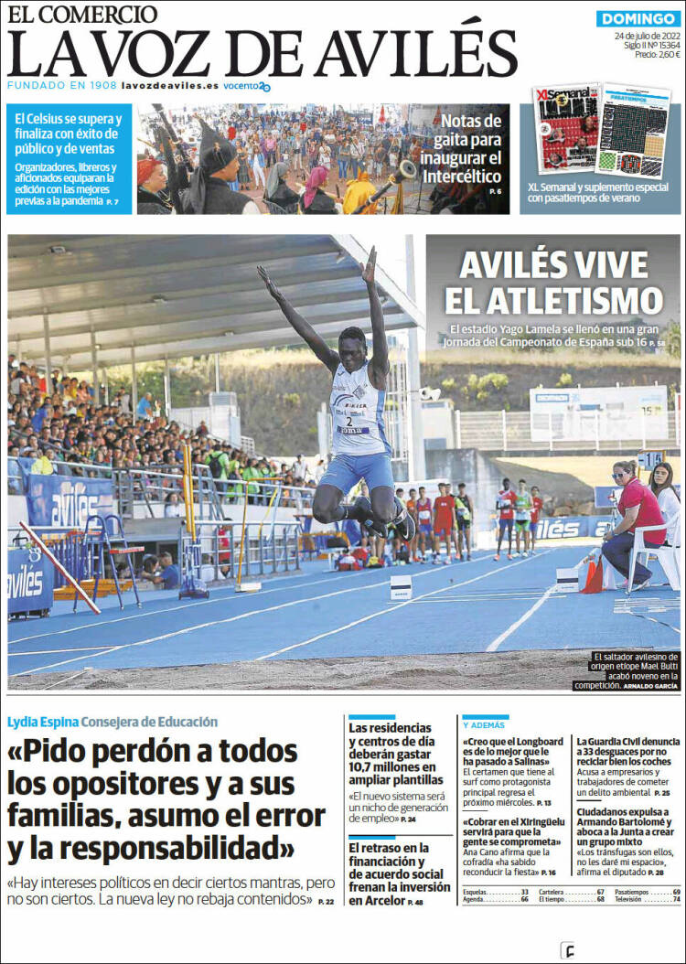 Portada de El Comercio - Avilés (España)