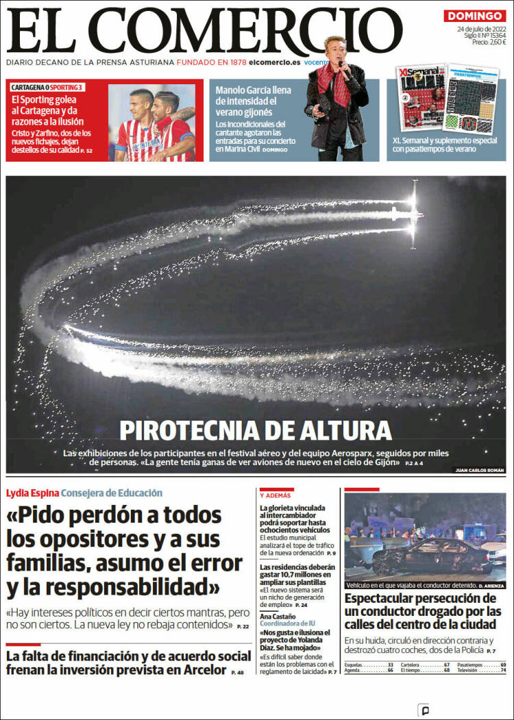 Portada de El Comercio - Gijón (España)
