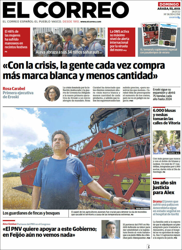 Portada de El Correo - Álava (España)