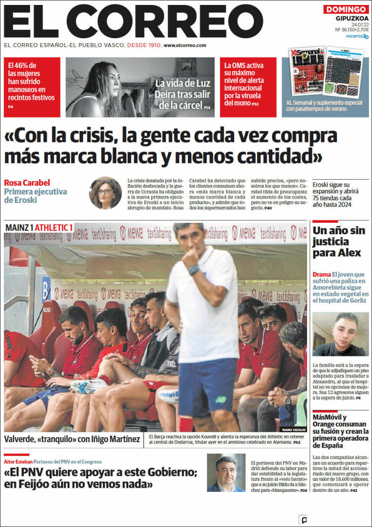 Portada de El Correo - Guipuzcoa (España)