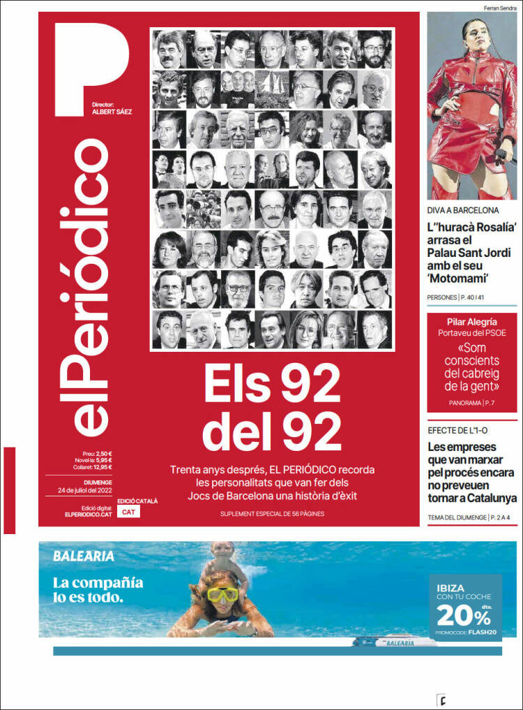 Portada de El Periódico de Catalunya (España)