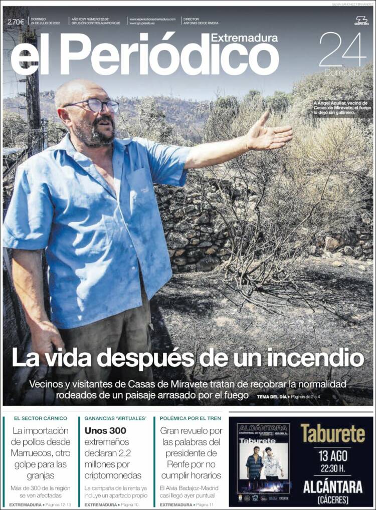 Portada de El Periódico de Extremadura (España)