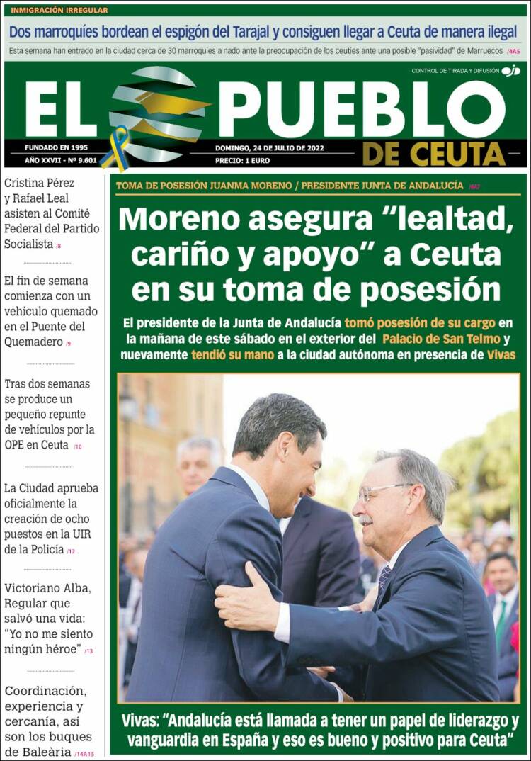 Portada de El Pueblo de Ceuta (España)