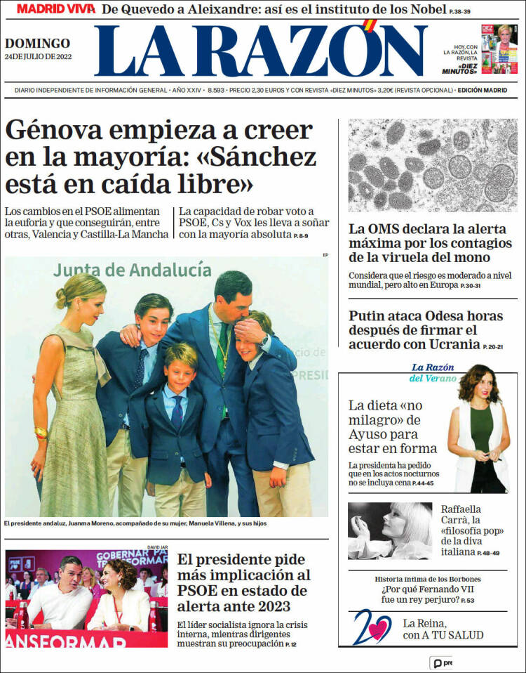 Portada de La Razón (España)