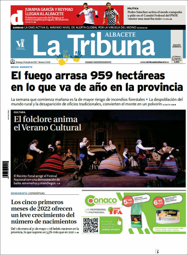 Portada de La Tribuna de Albacete (España)