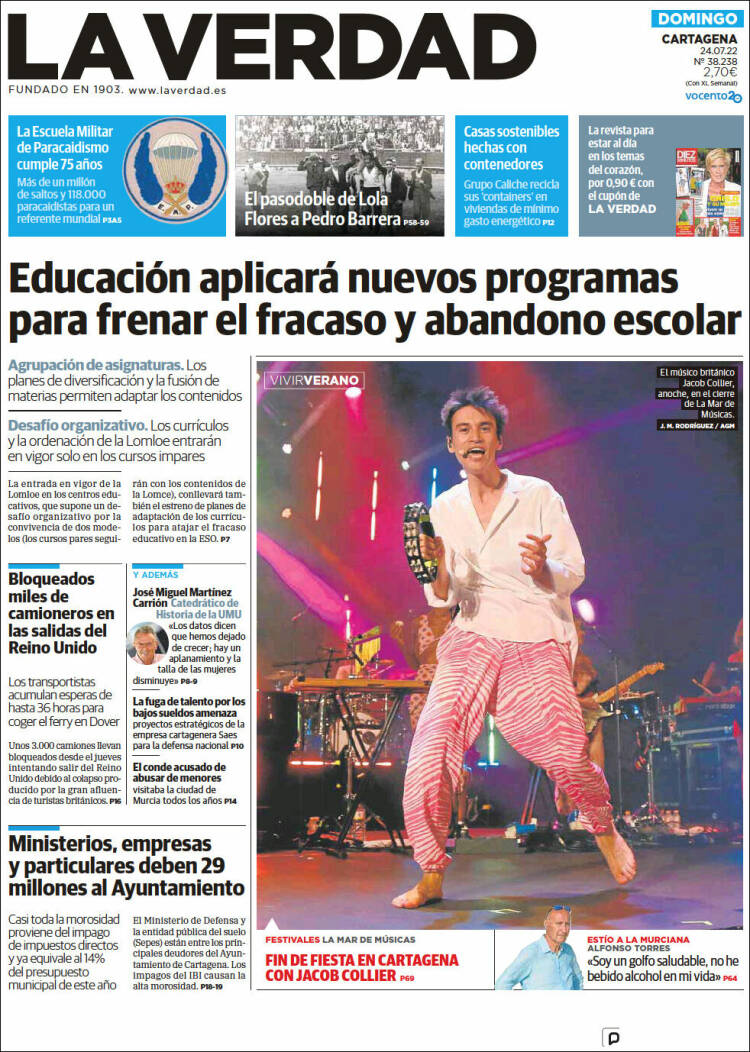 Portada de La Verdad de Cartagena (España)