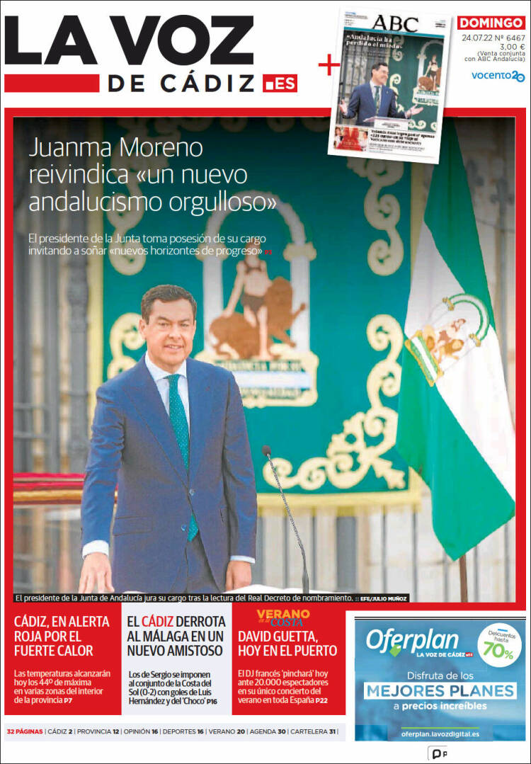 Portada de La Voz de Cádiz (España)
