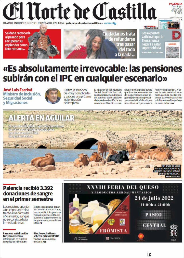 Portada de Norte de Castilla - Palencia (España)