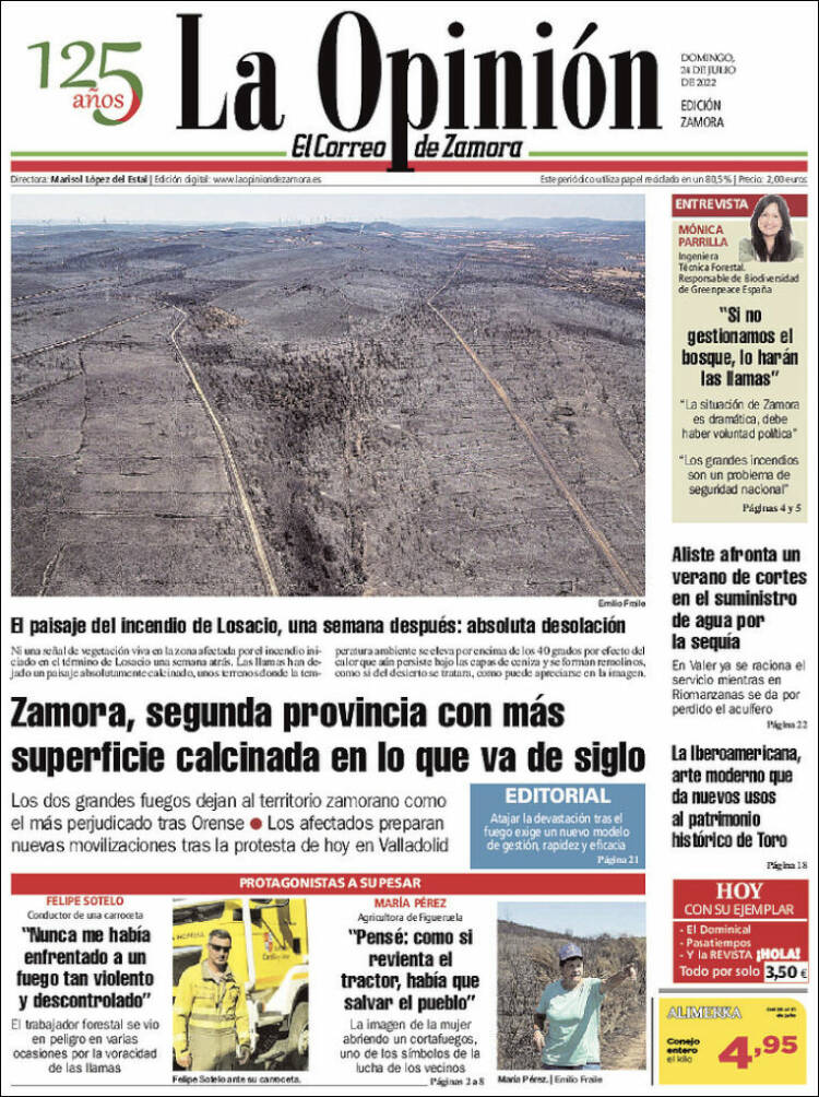Portada de La Opinión - El Correo de Zamora (España)