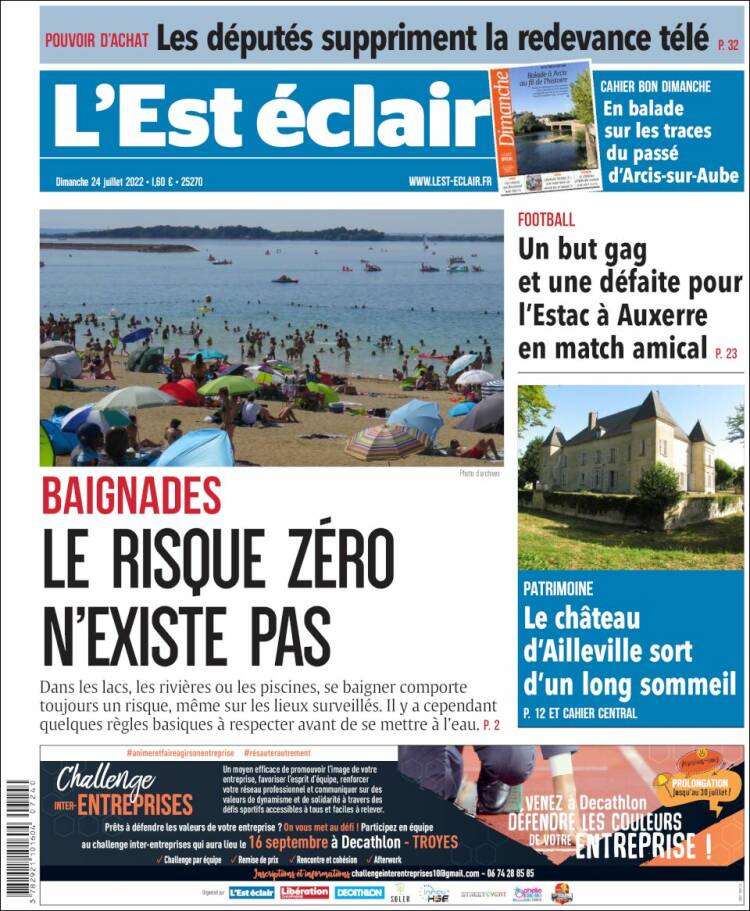 Portada de L'Est Eclair (Francia)