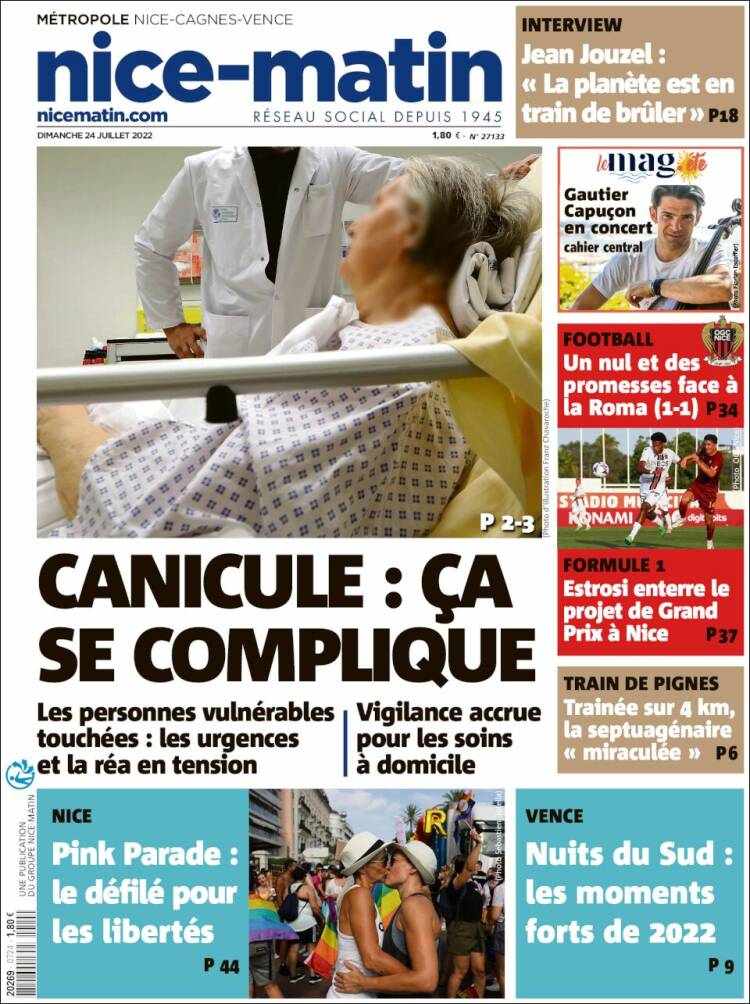 Portada de Nice-Matin (Francia)