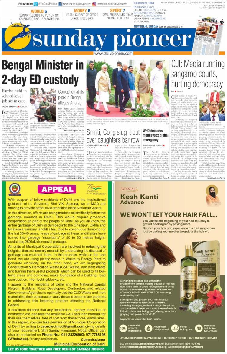 Portada de The Pioneer (India)