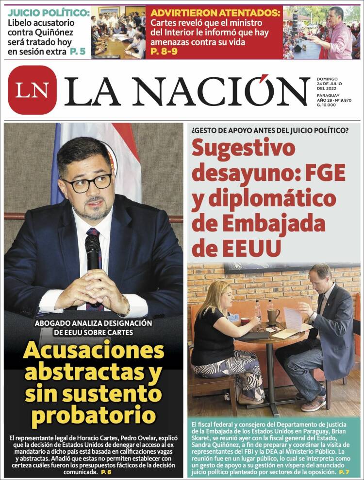 Portada de La Nación (Paraguay)