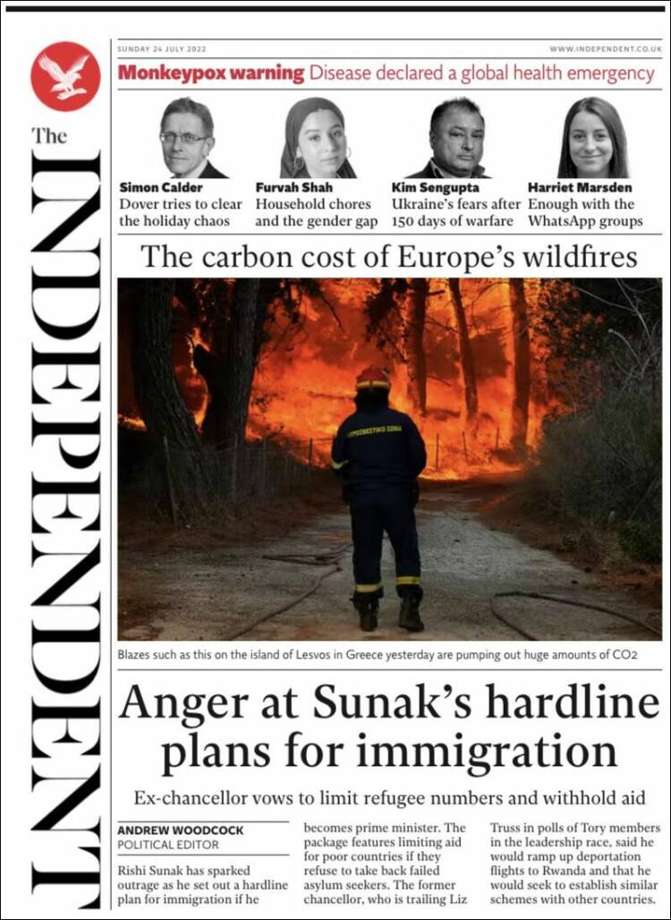 Portada de The Independent (Reino Unido)