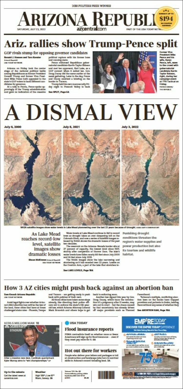 Portada de Arizona Republic News (USA)