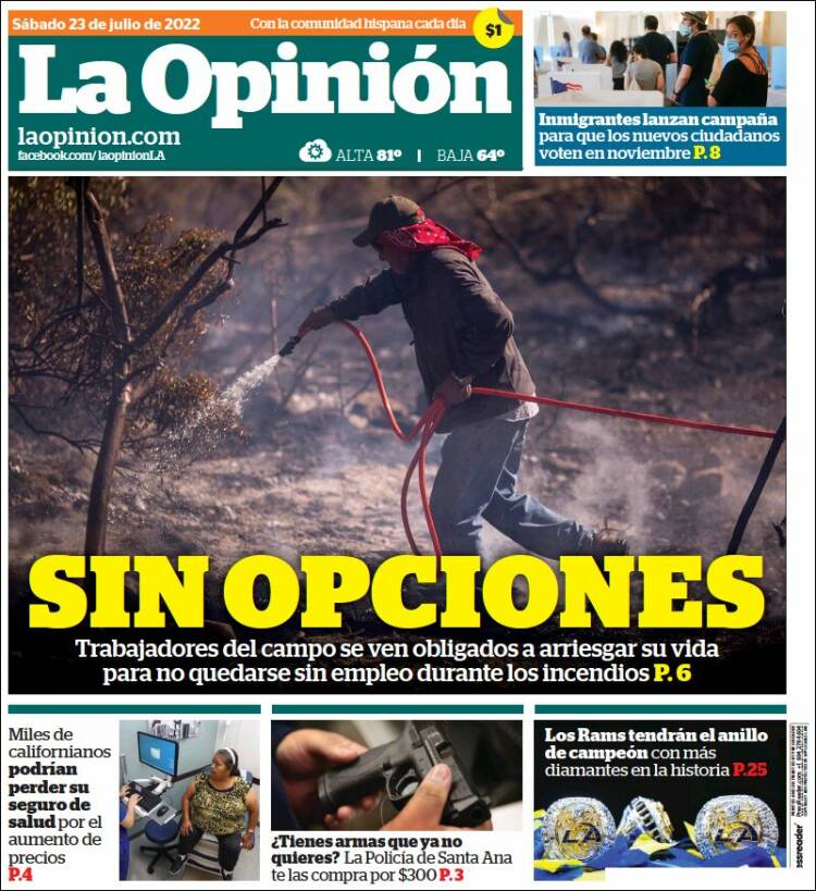 Portada de La Opinión (USA)