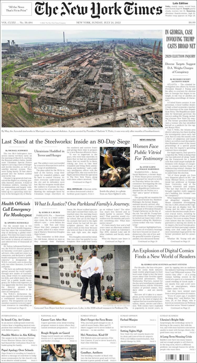 Portada de New York Times (USA)