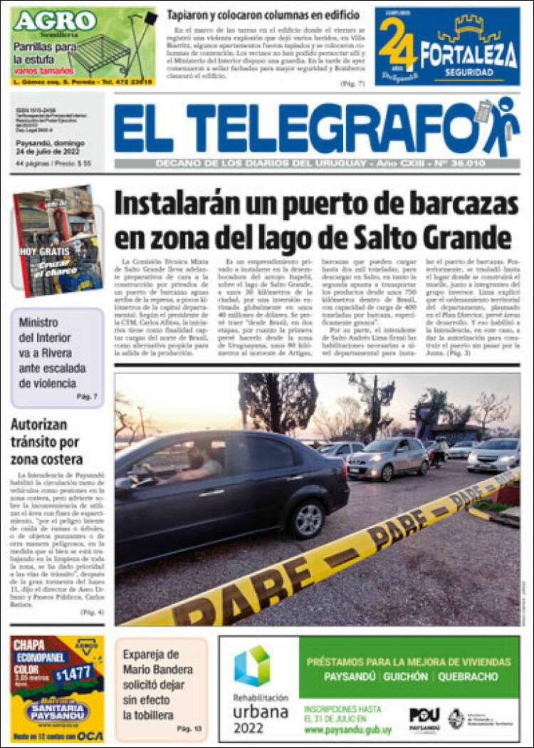 Portada de El Telégrafo (Uruguay)