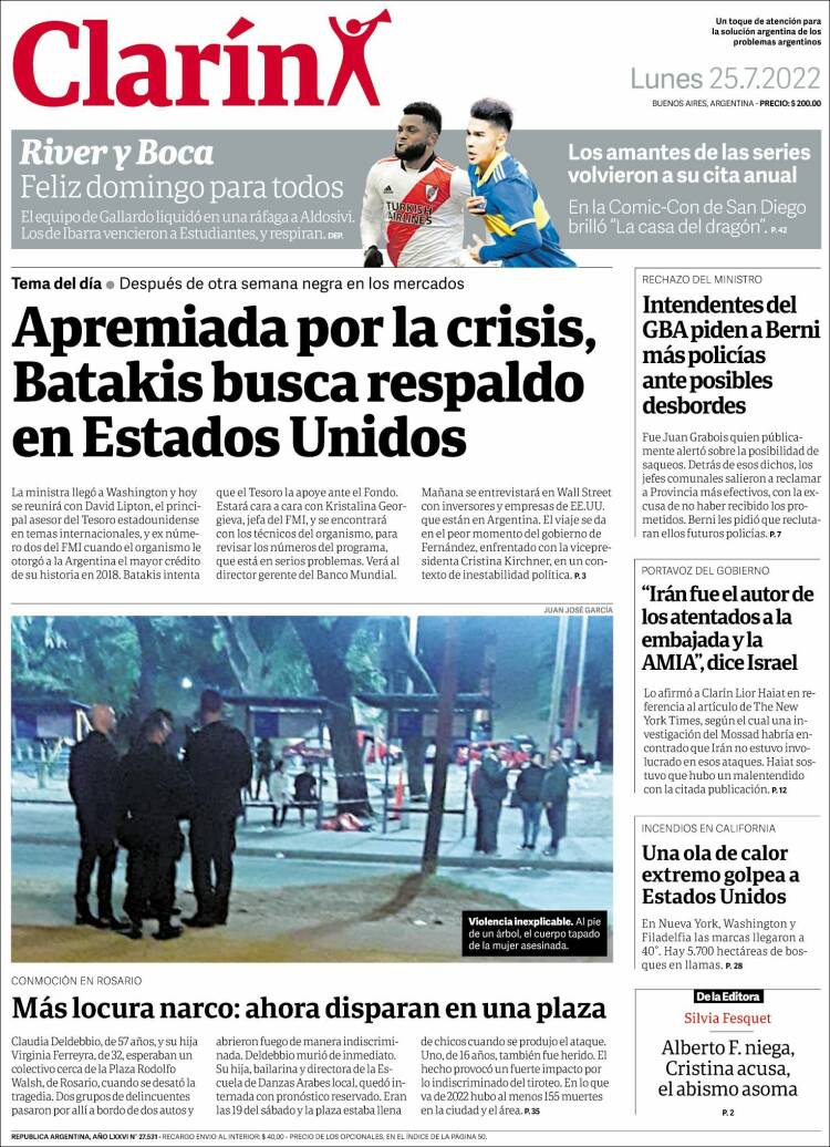 Portada de Clarín (Argentina)