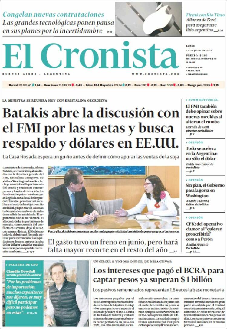Portada de El Cronista Comercial (Argentina)