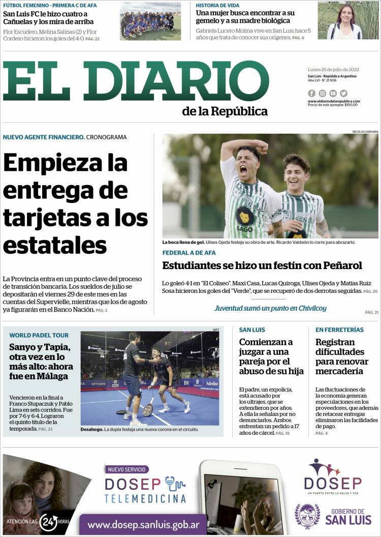Portada de Diario de la República (Argentina)