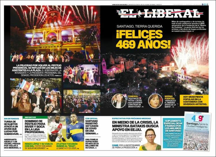 Portada de Diario El Liberal (Argentina)