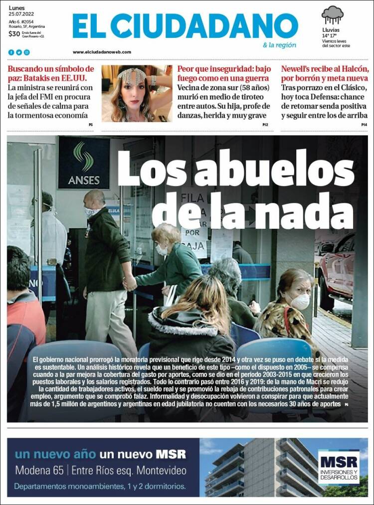 Portada de Diario El Ciudadano (Argentina)