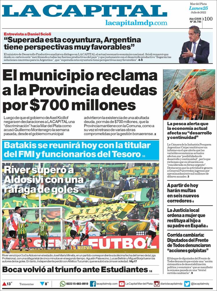 Portada de Diario La Capital - Mar del Plata (Argentina)