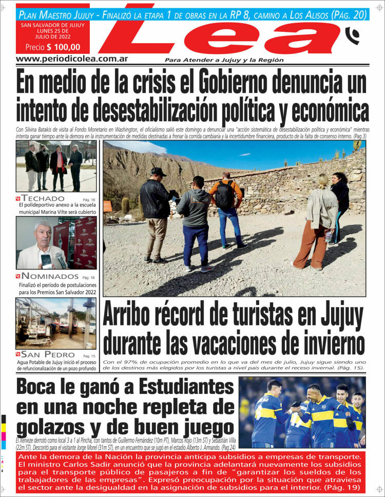 Portada de Periódico Lea (Argentina)