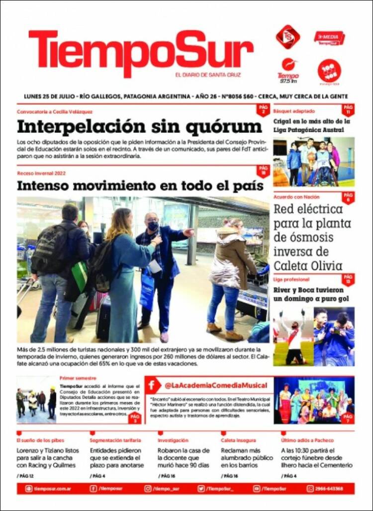 Portada de Tiempo Sur (Argentina)