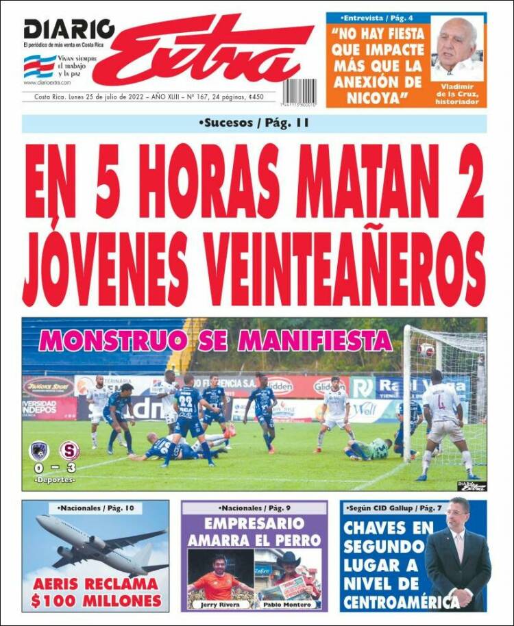 Periódico Diario Extra (Costa Rica). Periódicos de Costa Rica. Edición ...