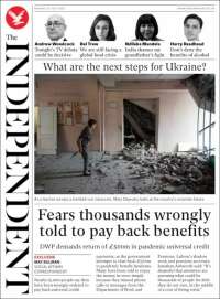 Portada de The Independent (Reino Unido)