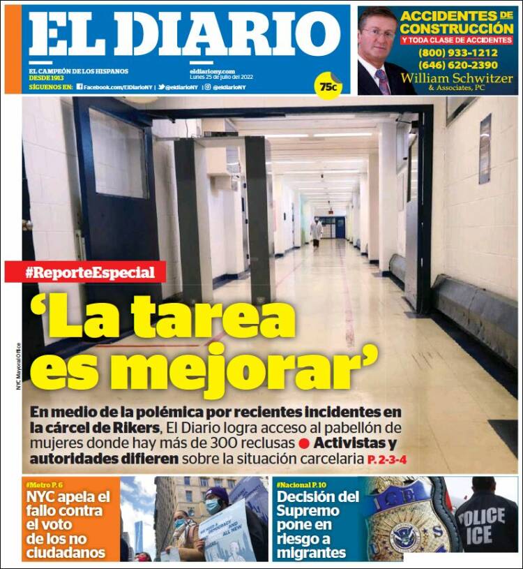 Portada de El Diario NY (USA)