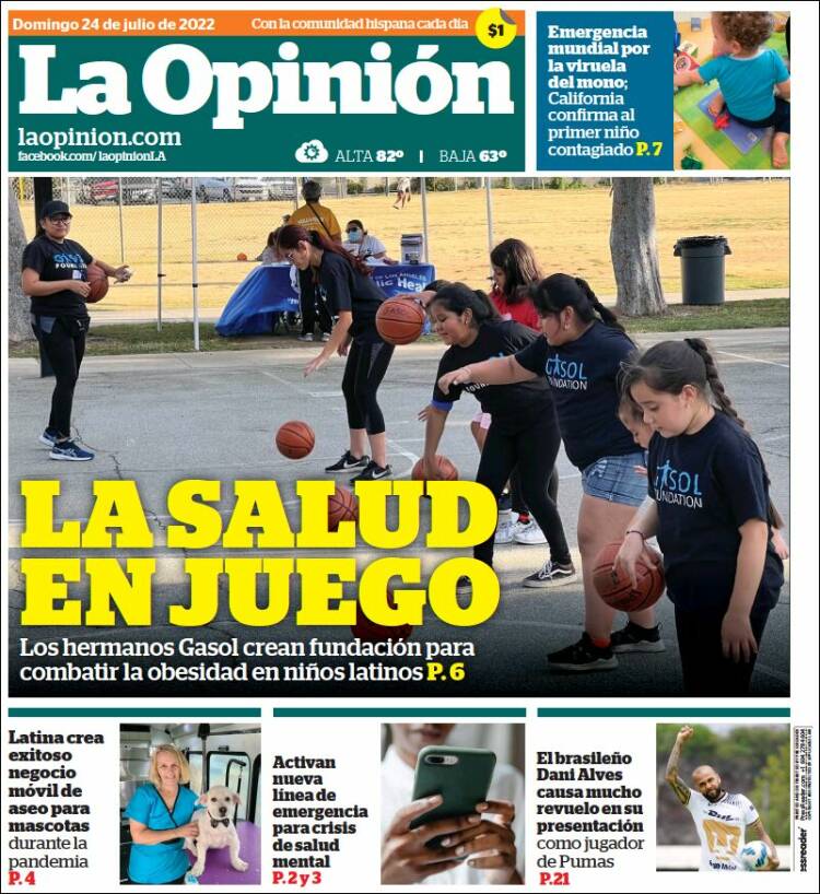 Portada de La Opinión (USA)