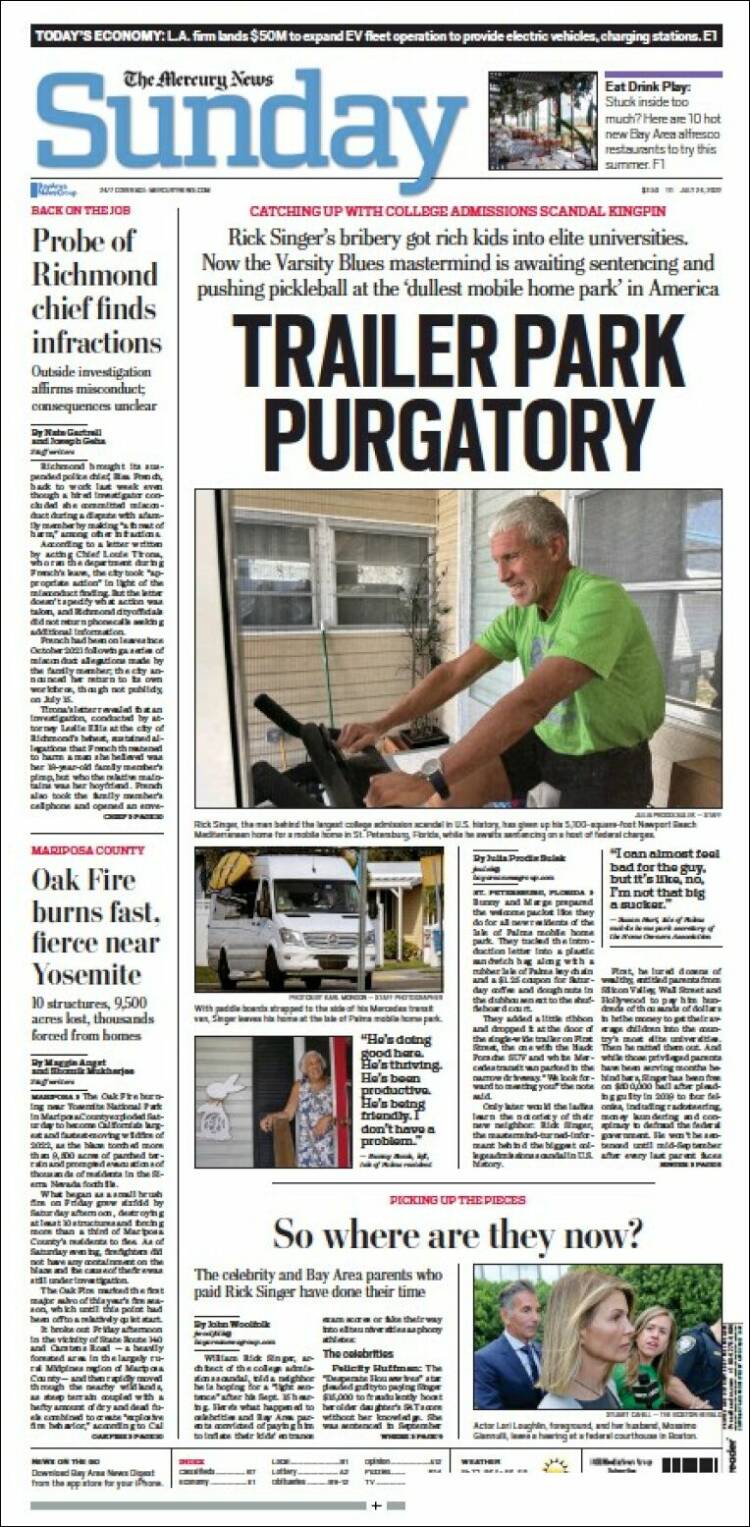 Portada de San Jose Mercury News (USA)