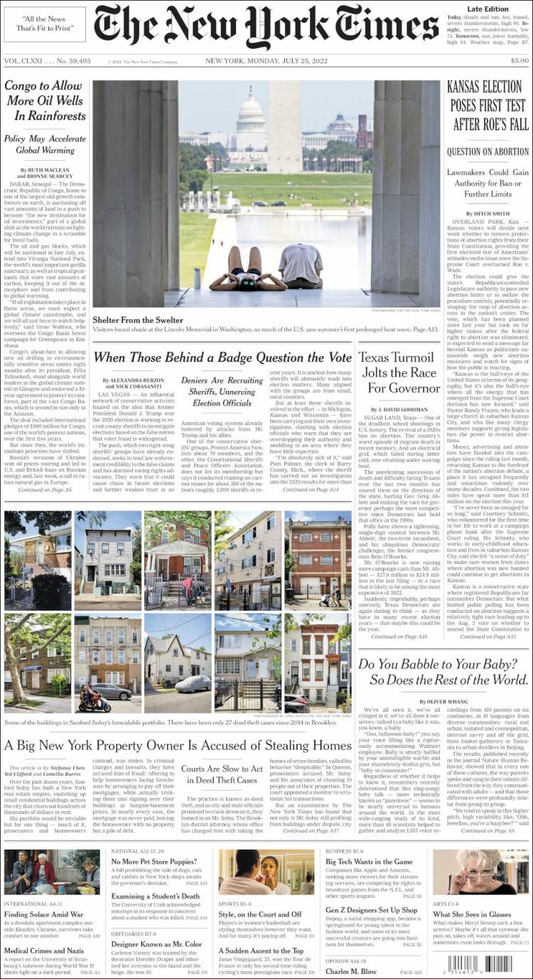 Portada de New York Times (USA)