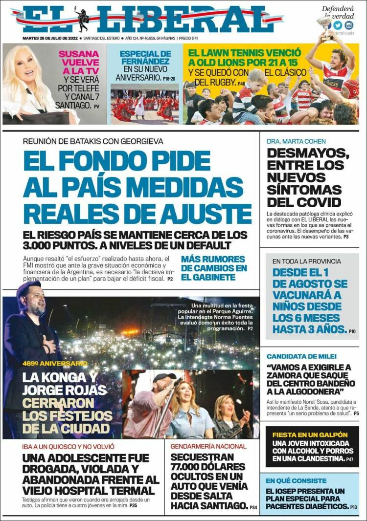 Portada de Diario El Liberal (Argentina)